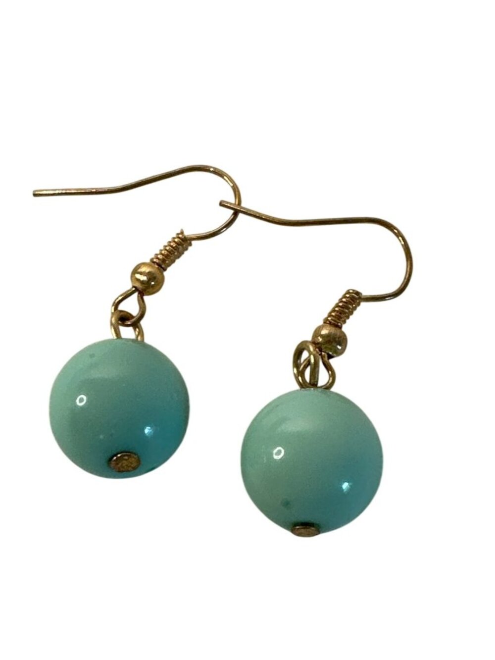 Turquoise Bead Drop Earrings Gold-Tone Hooks For Women Minimalist Dainty